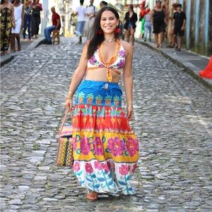 FARM Rio Colorful Floral Maxi Skirt